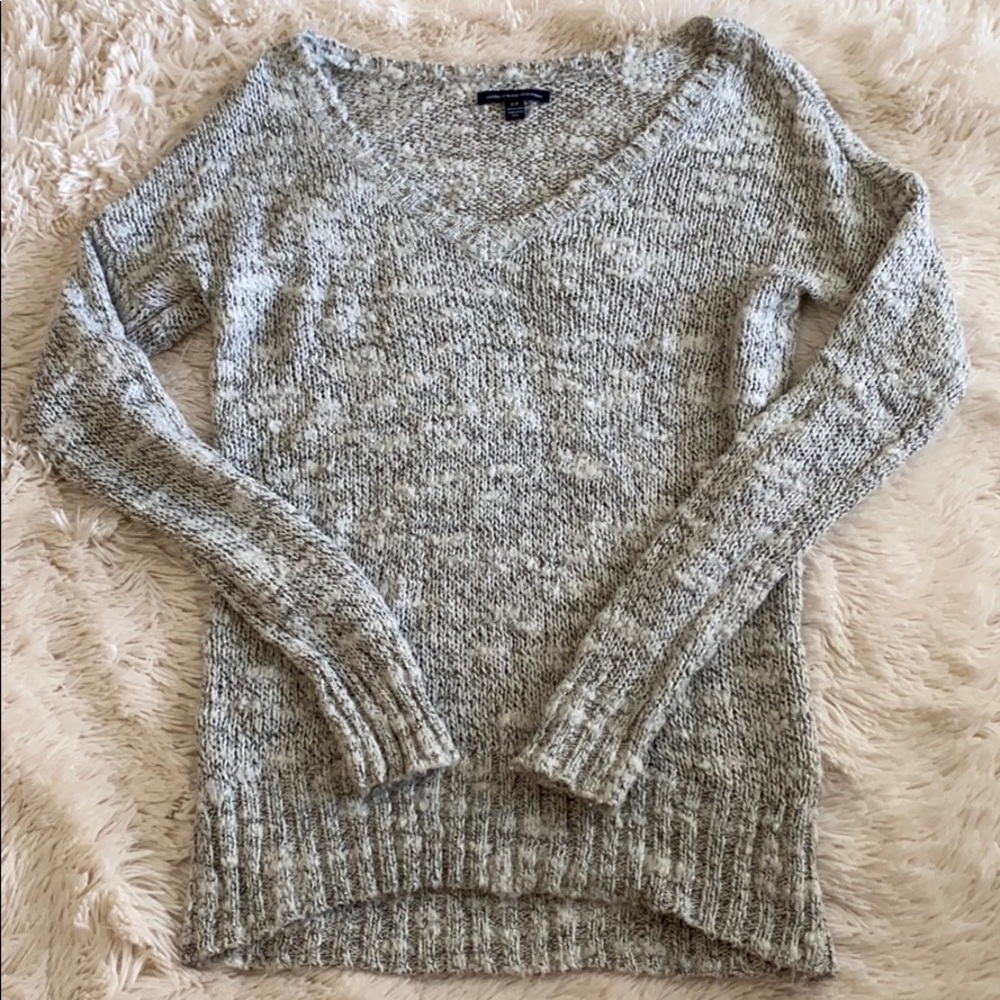 AEO White and Gray Sweater